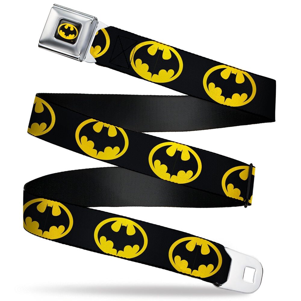 8077 DC Comics Belt Seatbelt Buckle Belt Batman 1989 Logo Black Yellow